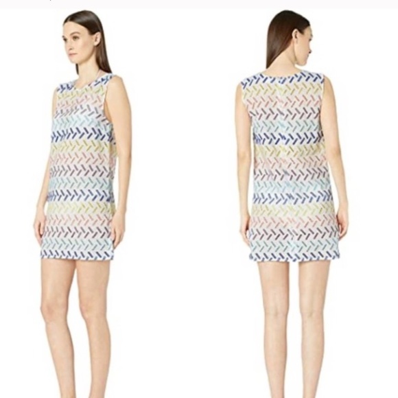 ONIA Geo Stitch Marina Mini Dress Embroidered Rainbow Eyelet Swim Cover-Up NWT - Picture 2 of 6